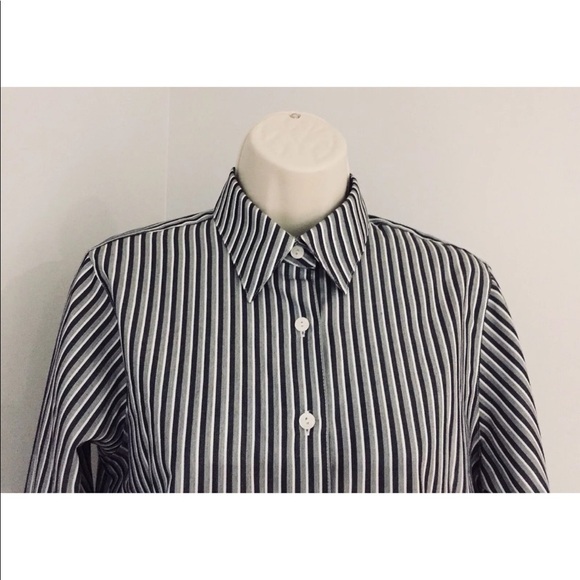 FOXCROFT Sz 4P Striped Modern Gray White Shirt - Picture 6 of 8